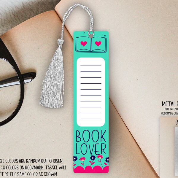 Small Single Sided Aluminum Metal Bookmark with Tassel - 4.7 in x 1.25 in - Book Lover Bookmark - Book Lover/Reader's Gift