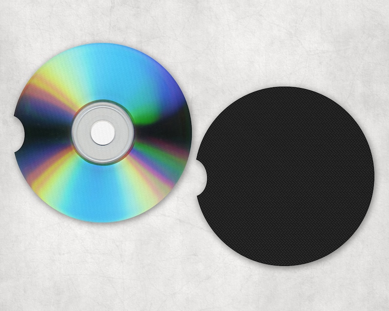Compact Disc Print - CD Print - Rubber Neoprene Car Coaster (Set of 2) - Auto Accessories - Car Accessories - Car Cup Holder Coaster Bild 2