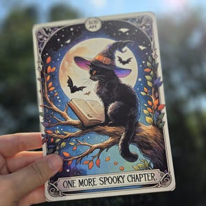 Kindle Clear Case Paper Insert | Holographic Kindle Insert | Bookish Gift | Booktok | Tarot Card - One More Spooky Chapter