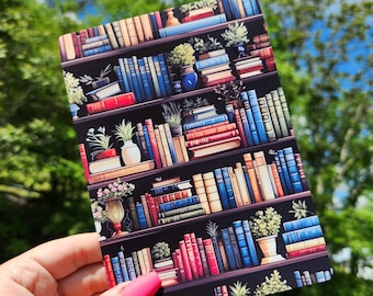 Kindle Clear Case Paper Insert | Holographic Kindle Insert | Bookish Gift | Booktok | Bookshelf w/ Potted Plants