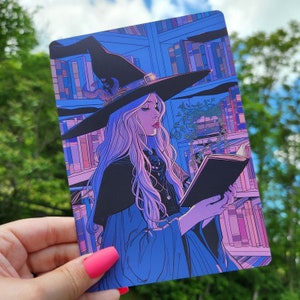 Kindle Clear Case Paper Insert | Holographic Kindle Insert | Bookish Gift | Booktok | Witch Reading Purple Hue