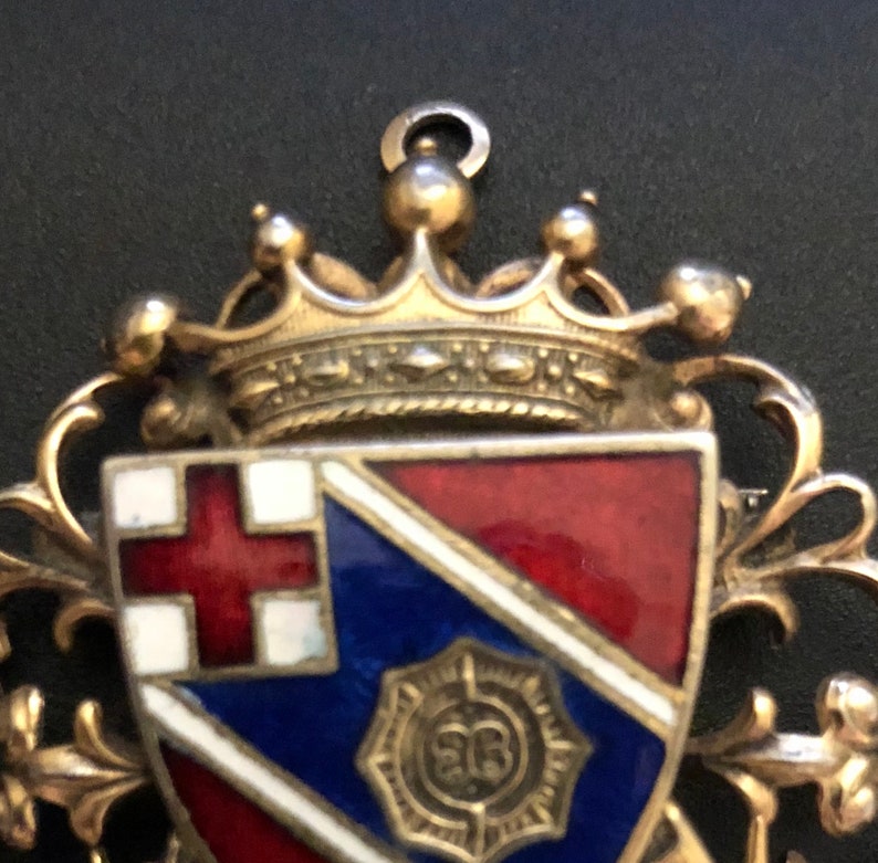 Vintage Brass Mid Century Enamel Coat of Arms Lapel PinBrooch 1940/'s Tenax Propositi PinBrooch