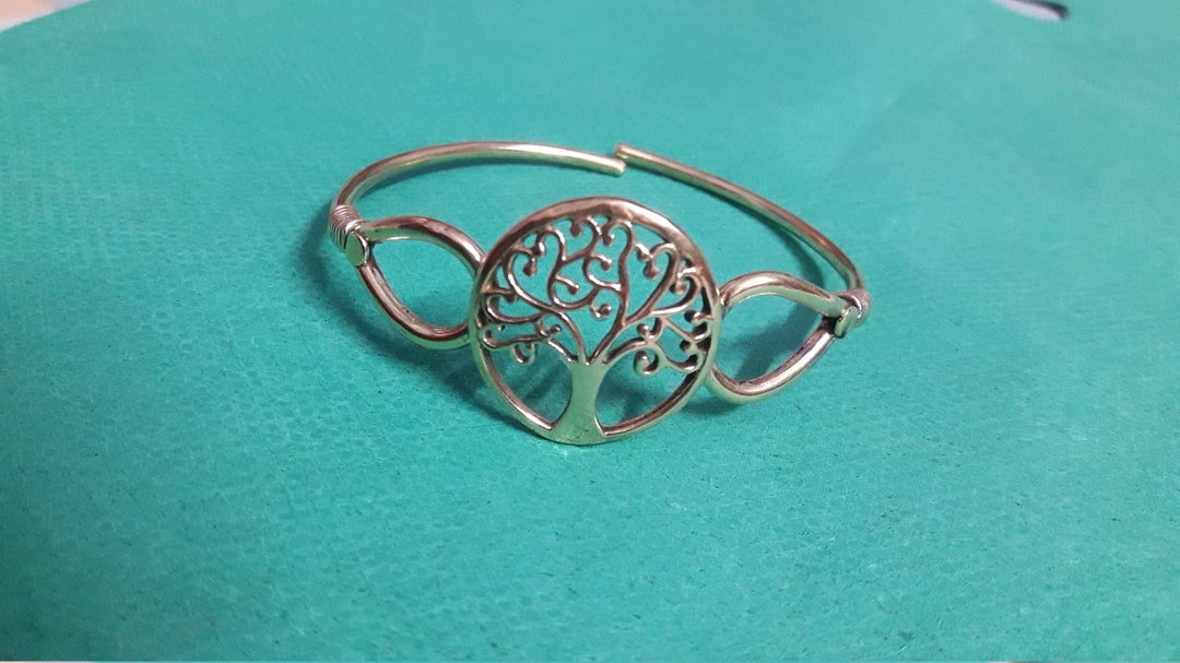 Tree Kada Handmade Yellow Brass Tree of Life Bracelet: Adjustable Kada - Etsy