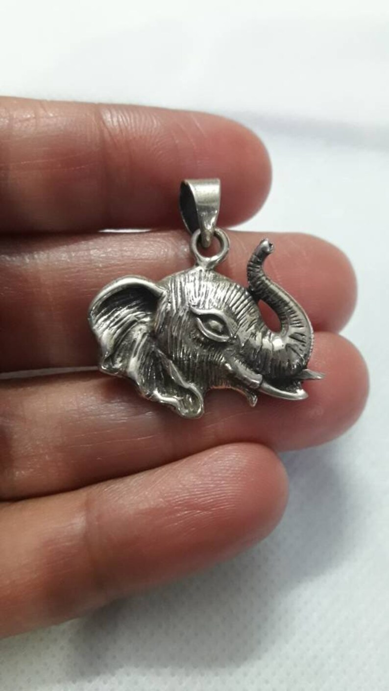 Charm Pendant Artisan Pendant Handmade Pendant 92.5 Sterling Silver Elephant Head Pendant