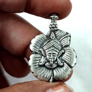 Handmade 92.5 Sterling Silver Pendant Indian Tribal Mahakali, Kali Mata Design Divine Kali Devi Maa Pendant, Deity Pendant, Artisan Pendant