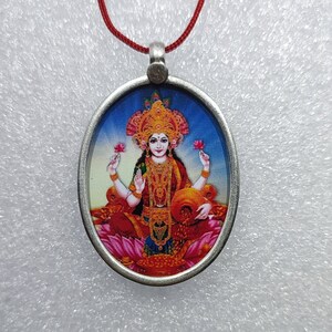 Handmade Sterling Silver Lakshmi Pendant: Hindu Goddess Necklace