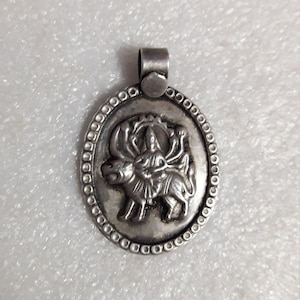 Handmade 92.5 Sterling Silver Indian Tribal Hindu Warrior Mahavidhya Goddess Durga Maa Artisan Pendant With Colour String