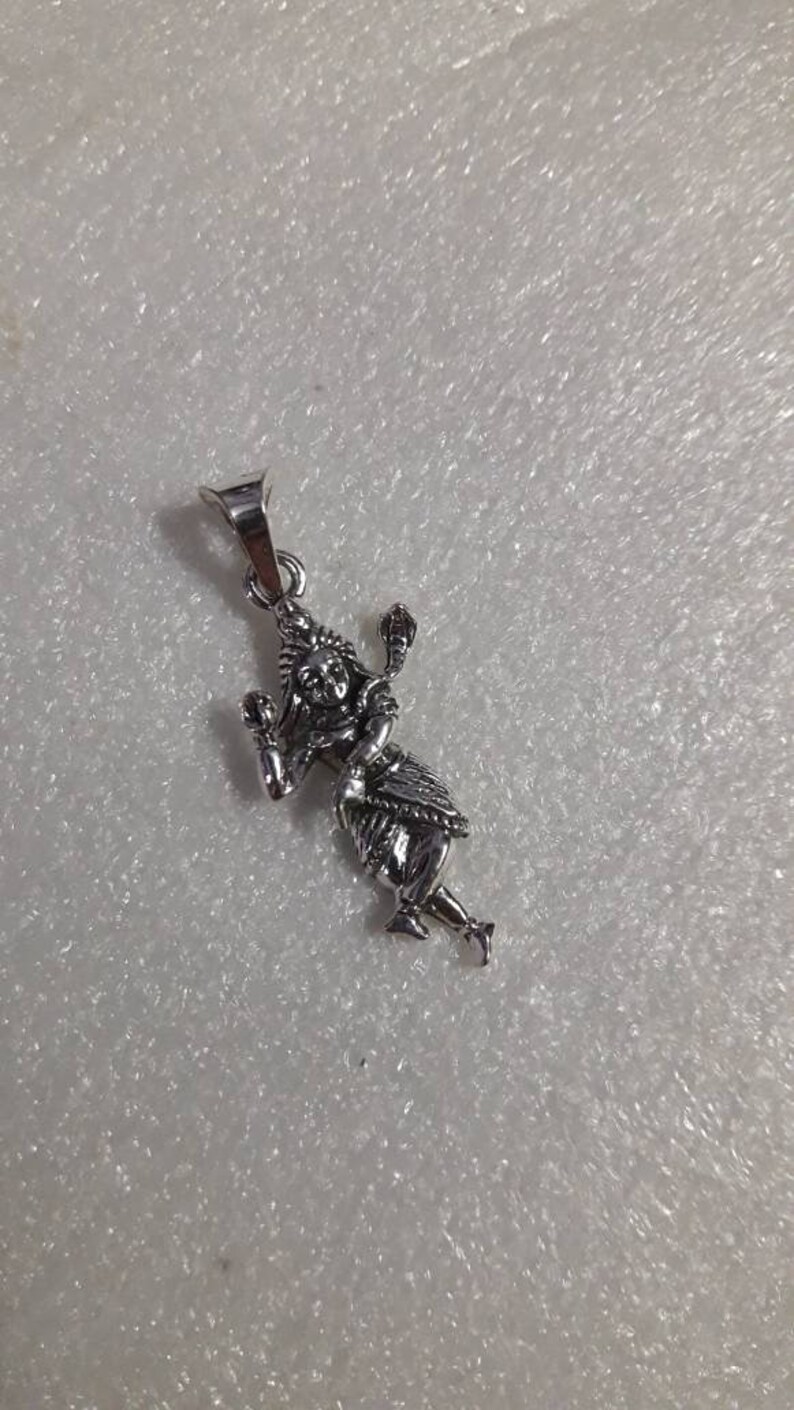 Handmade High Grade Sterling Silver Hammered Indian Religious Pendant Hindu God Dancing Shiva Natraj Pendant Charm Pendant