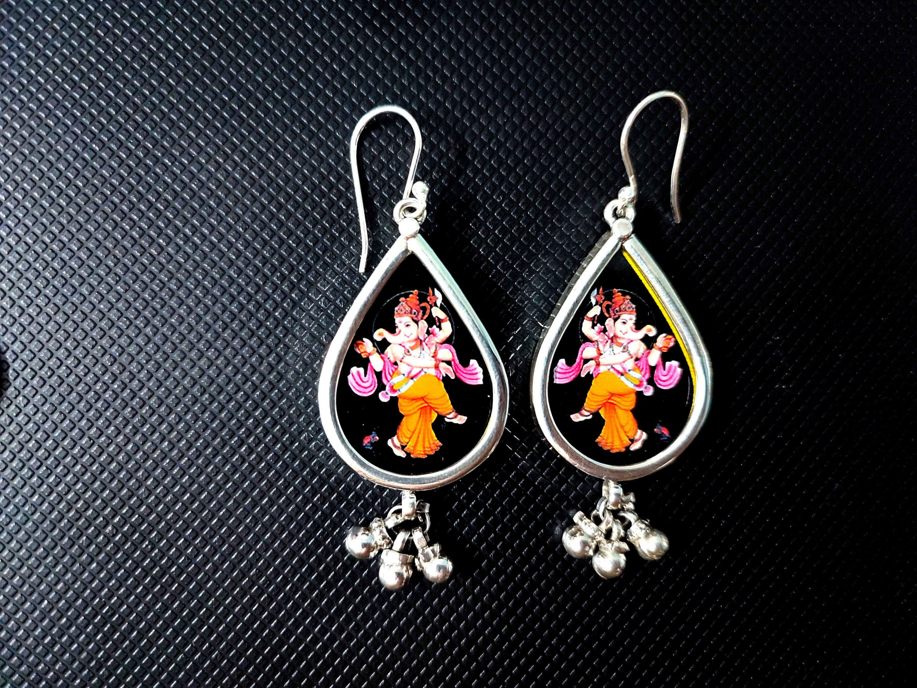 Boucles D'oreilles Pendantes + Broche Assortie Ninibah - Argent Sterling & Résine - Scène Désert Cactus - Style Vintage Sud-ouest