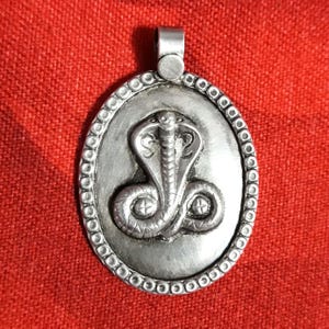 Handmade Hammerd 92.5 Sterling Silver Hammered Beautiful Snake Tribal Pendant. With Colour String
