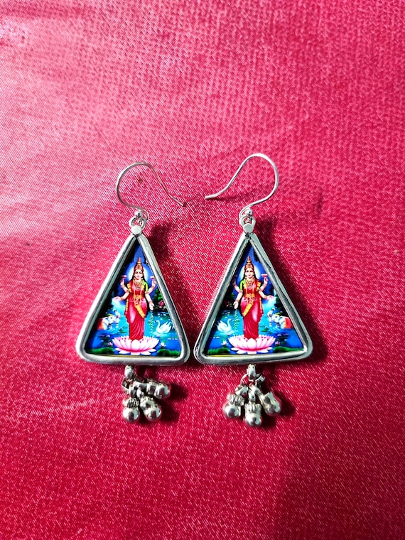 Rajasthani Tribal Triangle Dangle Earrings Rajasthani Tribal Triangle Dangle Earrings