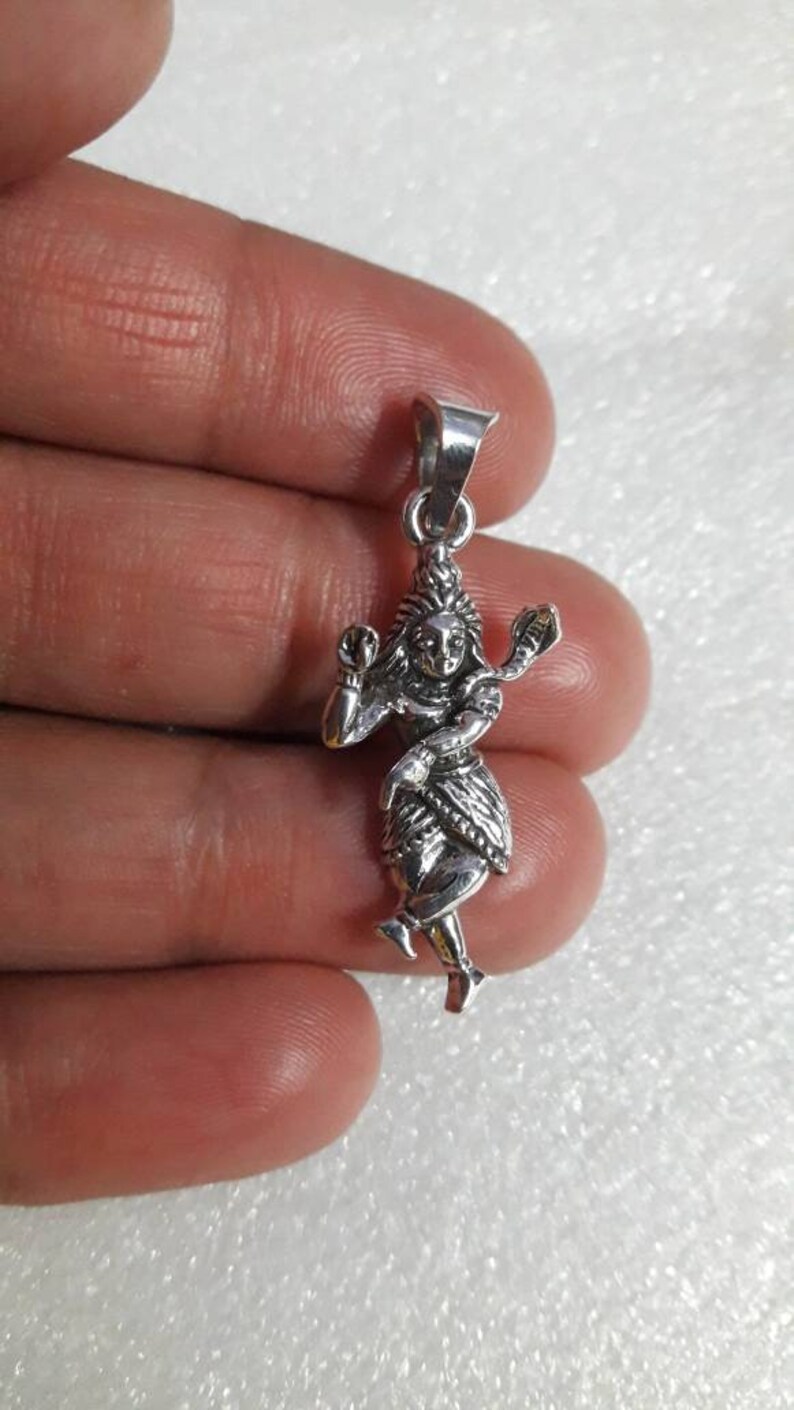 Handmade High Grade Sterling Silver Hammered Indian Religious Pendant Hindu God Dancing Shiva Natraj Pendant Charm Pendant