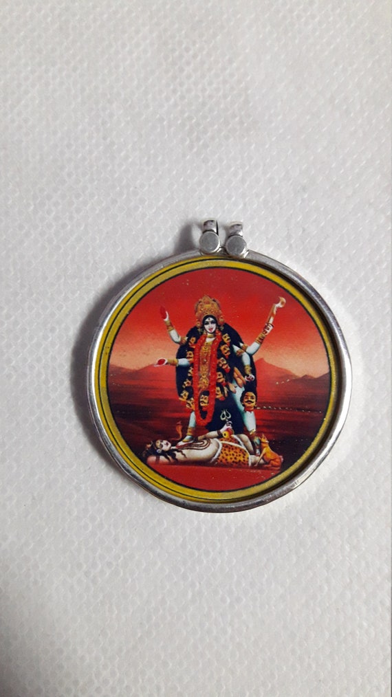 Ciondolo in argento Sterling (purezza 92,5%) con ciondolo a forma di dea Kali Maa Maa Kaali, per uomini e donne, in argento puro, per una buona salute e ricchezza, piccolo, in argento