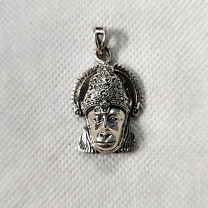Handmade Sterling Silver Hanuman Pendant - Rajasthan Tribal Balaji