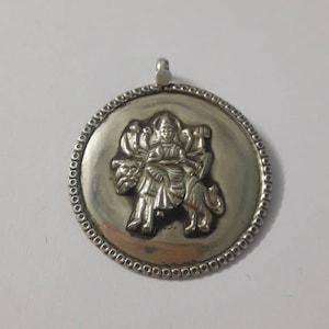 Handmade 92.5 Sterling Silver Pendant Hindu Lion Riding Goddess Maa Durga Pendant Yogini Goddess Pendant Aadishakti Goddess Pendant