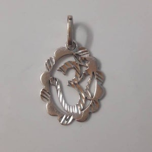Handmade High Grade Sterling Silver Indian Charm Pendant Hindu God Shiva Shakti OM  Meditation Yoga Om Pendant,Crafted Pendant, With String