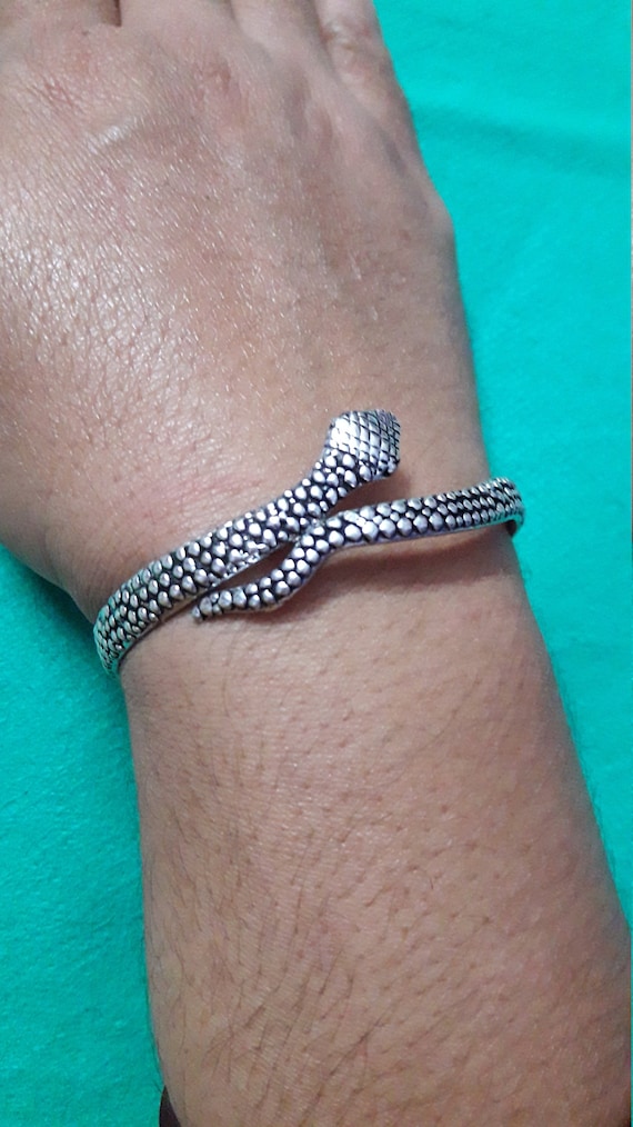 Bracelet Ancien « Serpent » En Argent Massif – Style Ethnique Tribal Maroc Algérie Tunisie