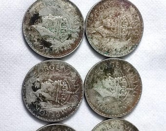 ヴィンテージ 1941年 英国インドルピー硬貨 ロット - ジョージ6世、50