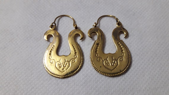 Pair of Brass Ethnic Bronze Style Hoop Earrings Pair of Brass Ethnic Bronze Style Hoop Earrings