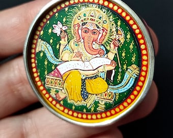 Handgjort Halsband i Sterling Silver med Ganesha-hänge: Hinduisk Gud för Framgång