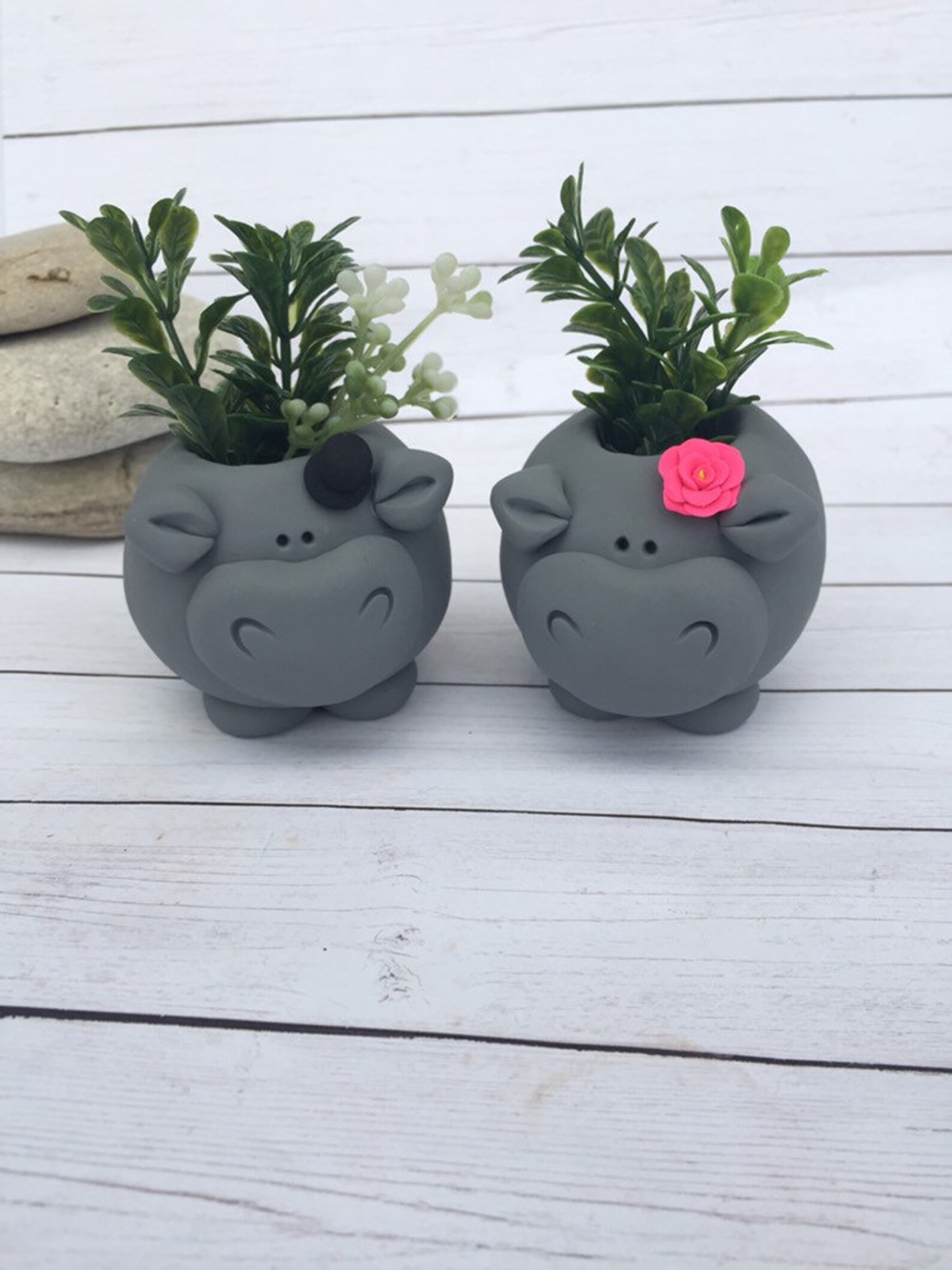 Hippo planters couple gift hippopotamus figurine planter Etsy