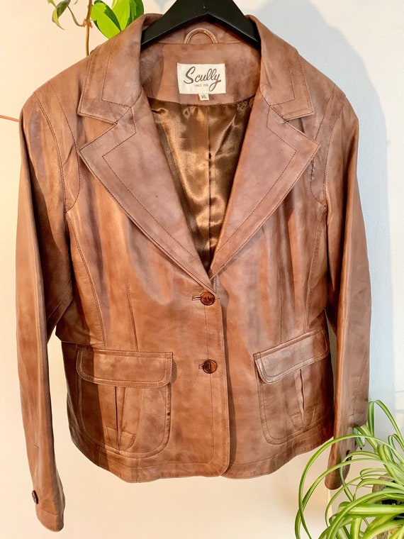 Vintage Brown Leather Scully Jacket