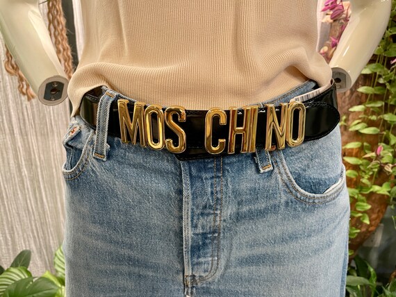 1990s Redwall Deadstock Moschino Black Patent Leather Belt with