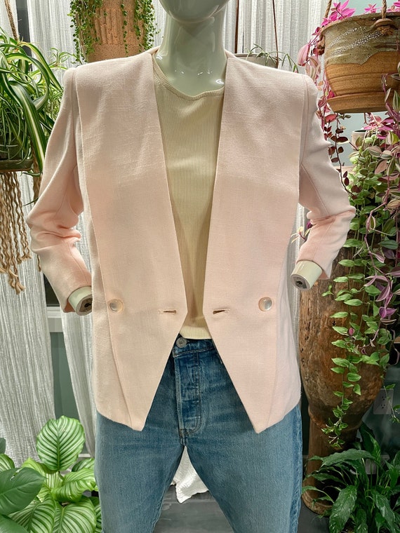 1980s Sweet Suit Brand Pastel Pink Blazer with Ang