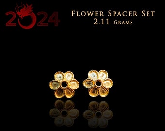 Blumen Rahmung Perlen Set 3D 24k Solid Gold Traditionelles Chinesisches Neujahr 2021 Designer Bead