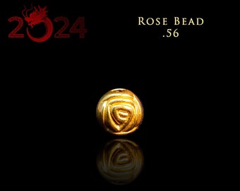 Rose Flower Bead 3D 24k Solid Gold Traditional Chinese New Year 2021 for Luck and Prosperity