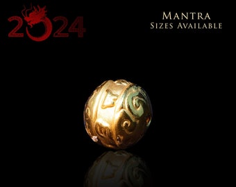 Mantra-Perle, 3D, 24 Karat massives Gold, traditionelles chinesisches Neujahr 2021, buddhistische Gebetsperle für Mitgefühl