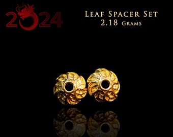 Leaf Framing Bead Set 3D 24k Solid Gold Traditional Chinese New Year 2021 Designer Bead