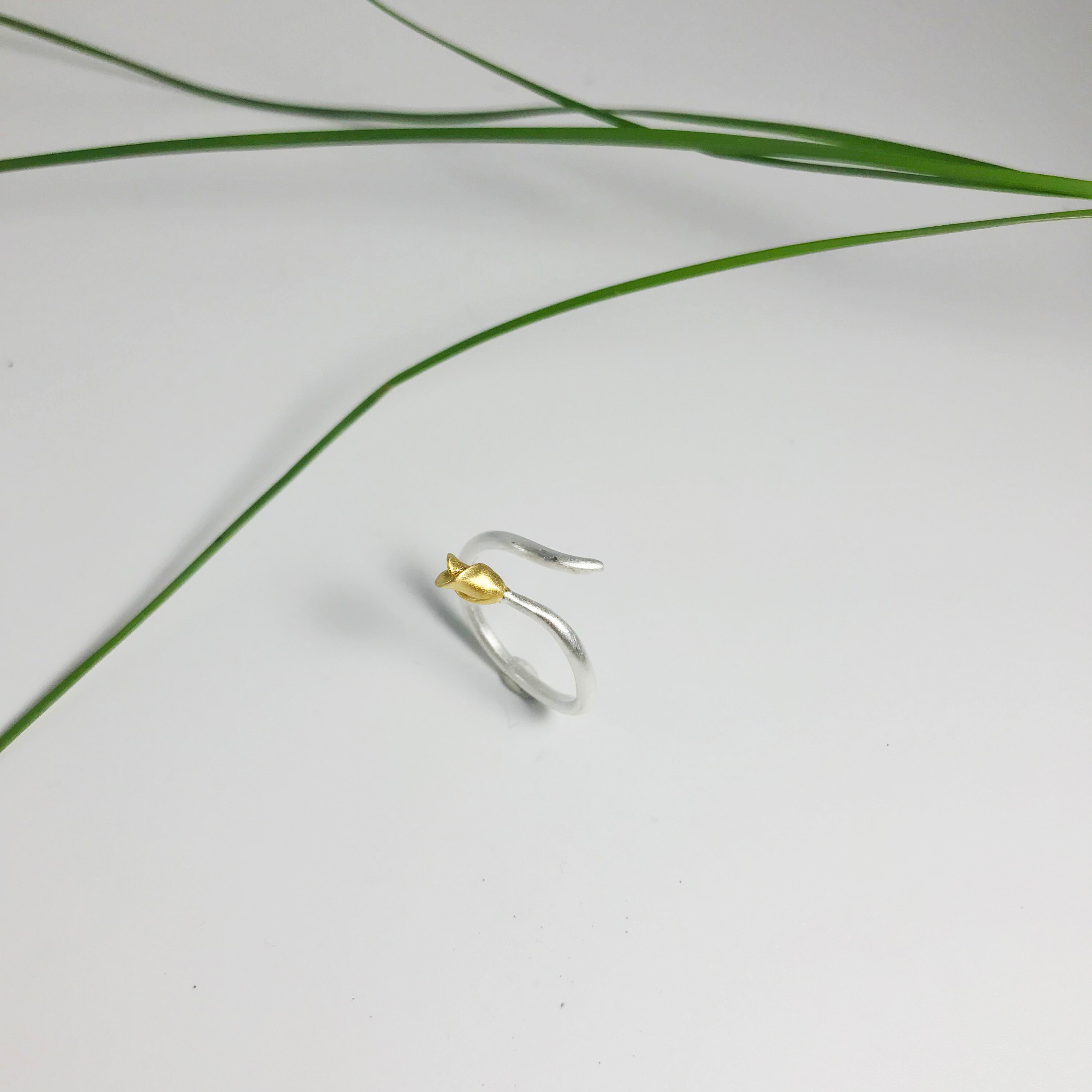 Tulip Flower Ring Sterling Silver Nature Jewelry Adjustable Etsy