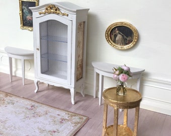 Miniature gold gilt table - French 17th century style, shabby chic, wooden dollhouse furniture in 1:12th scale