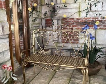 Miniature copper and brass garden bench - french dollhouse furniture - miniature, shabby chic 1:12 scale