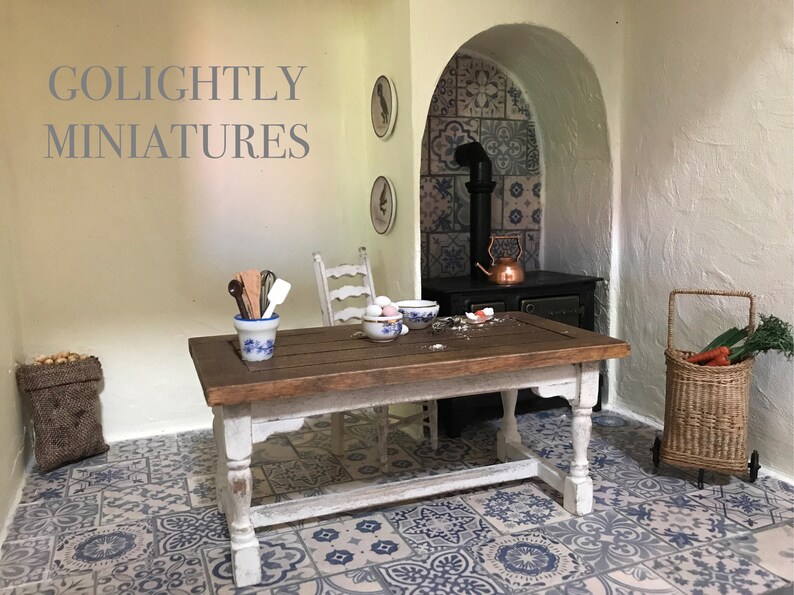 Table wooden french country farmhouse dollhouse furniture | Etsy