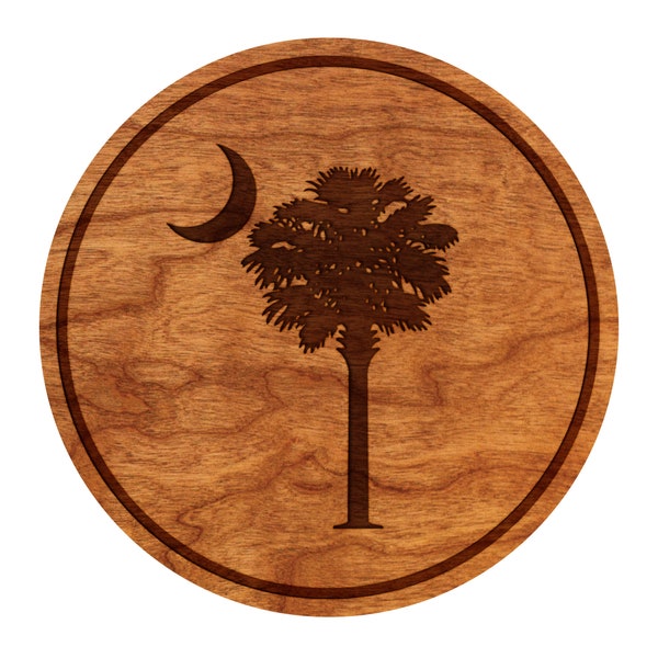 South Carolina Palmetto Moon Coaster – Crafted from Cherry Wood