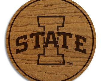 Iowa State University Logo Coaster – Crafted from Cherry or Maple Wood