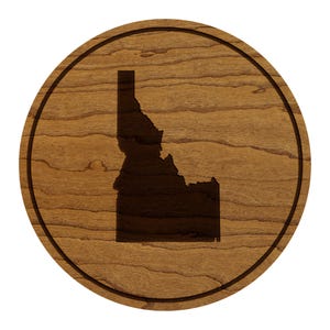 Idaho State Map Coaster - Crafted from Cherry or Maple Wood