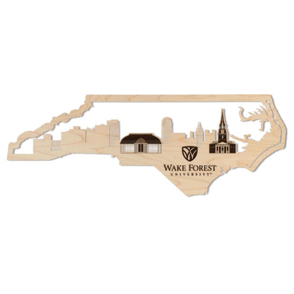 Wake Forest University Skyline Wall Hanging - Crafted from Cherry and Maple Wood - Wake Forest Demon Deacons