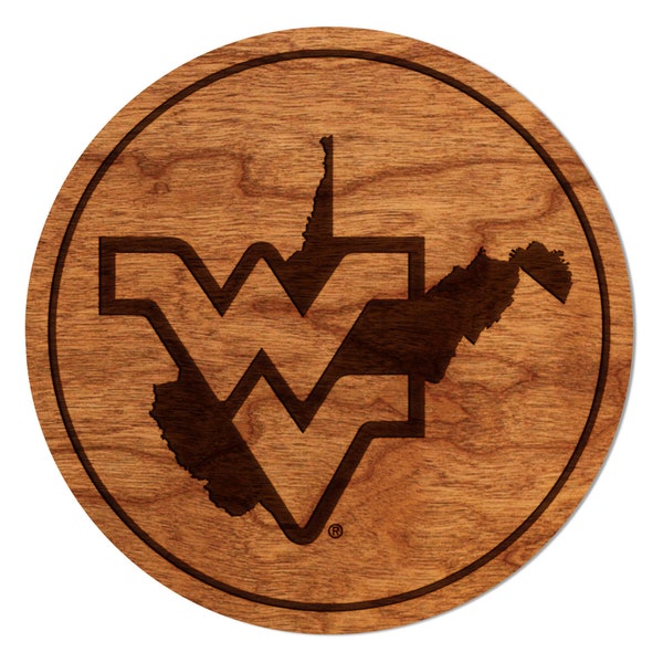 West Virginia Mountaineers Coaster – Crafted from Cherry or Maple Wood – West Virginia University (WVU)