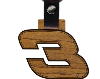 Llavero de madera estilizado n.° 3 / Fabricado en madera de cerezo y arce / Hecho en EE. UU. / Producto con licencia oficial de Richard Childress Racing