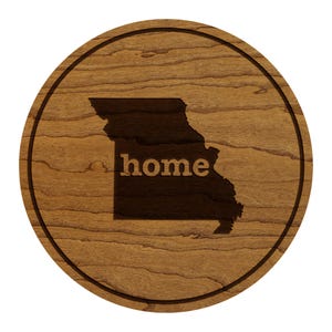 Missouri Home State Map Coaster - Crafted from Cherry or Maple Wood