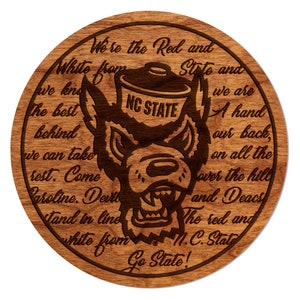 NC State Wolfpack Ornament \u2013 Crafted from Cherry Wood \u2013 Click to see Multiple Designs Available \u2013 North Carolina State University NCSU