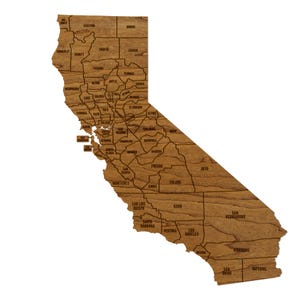 California County Map Wall Hanging - Crafted From Cherry or Maple Wood ...