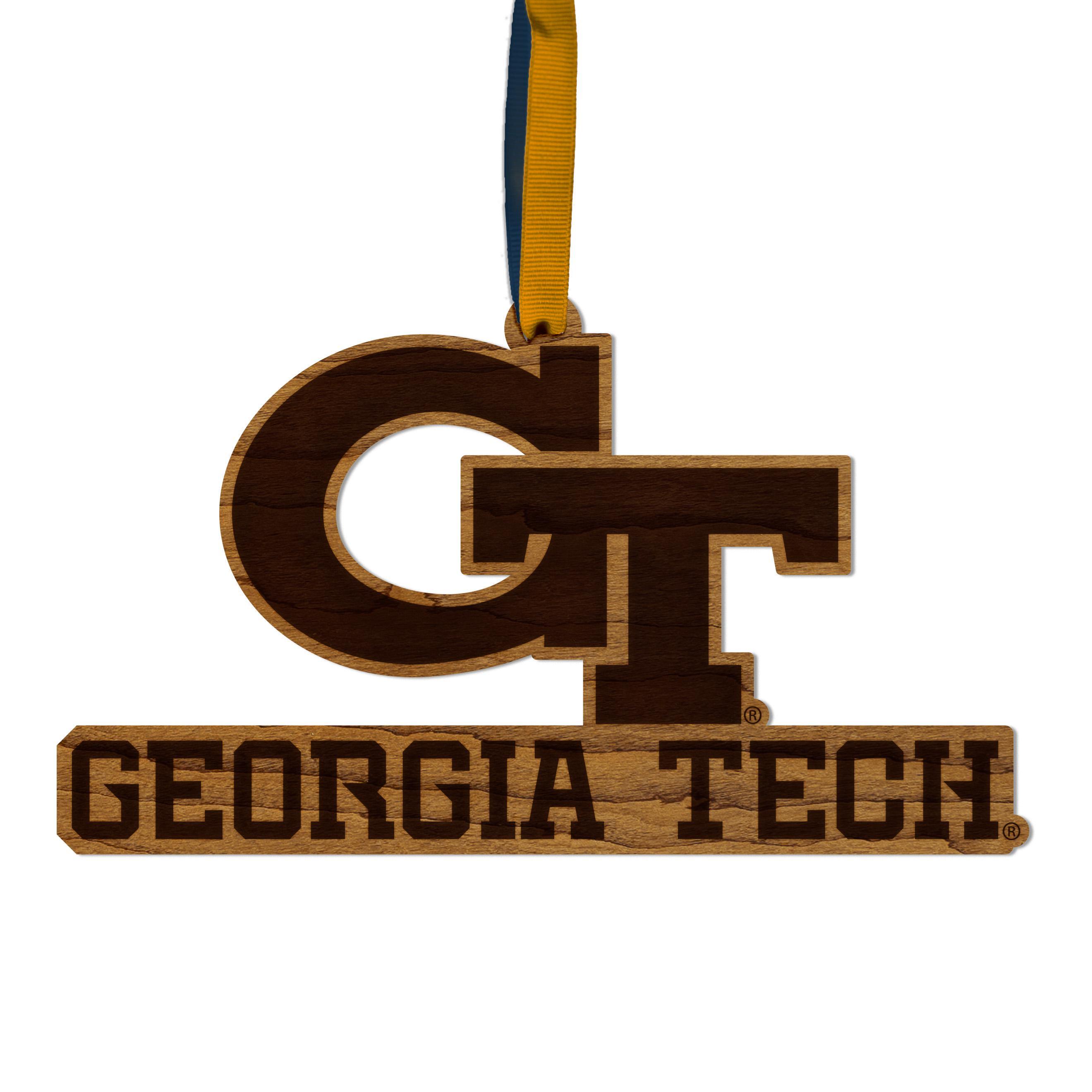 Georgia Tech Primary Logo Ornament - Crafted From Cherry or Maple