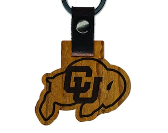 Colorado Buffaloes Wooden Keychain – Crafted from Cherry or Maple Wood