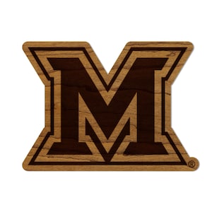 Miami University of Ohio Logo Magnet - Crafted from Cherry or Maple Wood - Miami Redhawks