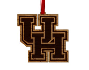 University of Houston UH Ornament – Crafted from Cherry and Maple Wood