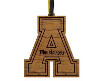 Appalachian State University App A Ornament – Crafted from Cherry and Maple Wood – App State Mountaineers
